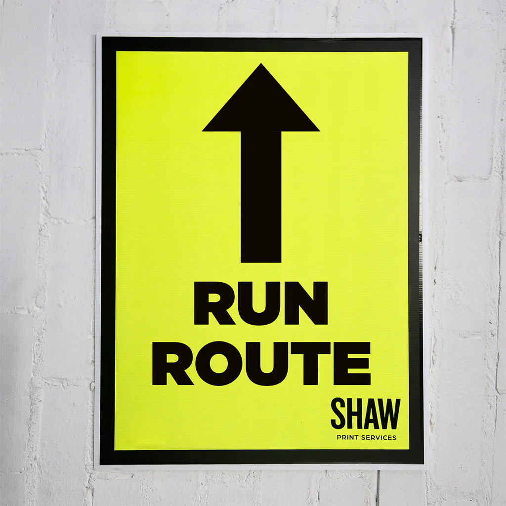 Run Route Arrow Up Event Sign (Portrait)