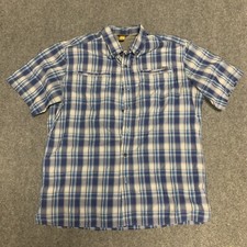 Eddie Bauer Travex Short Sleeve Button Shirt Mens Plaid Polyester Nylon Size M