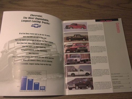 MINT ORIGINAL 1993 CHEVROLET CHEVY PICKUP TRUCK DEALER SALES BROCHURE BOX 288 - Picture 2 of 10