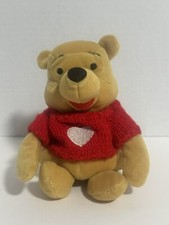 Winnie The Pooh in Red Heart Sweater 7" Plush Bean Stuffed Animal Walt Disney Co