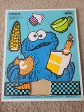 Vintage Playskool Sesame Street Wooden Puzzle - Lot Of 5 Puzzles