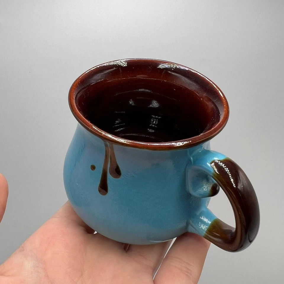 Juego de café para servir olla de cerámica azul tazas hechas a mano artesanías de Ucrania 3 piezas Foto 4 de 4