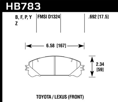 Hawk Performance HB783Y.692 Für 08-16 Toyota Highlander Lts Strasse Vorne Bremse