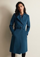 Phase Eight Susiecollarless Wrap Coat Petrol Uk Size 18