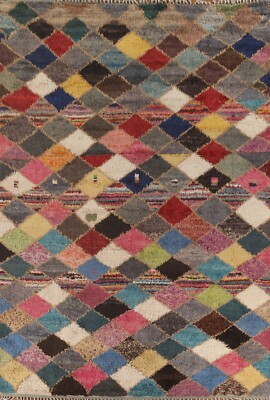 Diamond Colorful Moroccan Oriental Area Rug 9'x13' Wool Handmade Room Size Rug