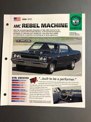 1970 AMC Rebel Machine Coupe IMP Hot Cars Spec Sheet Folder