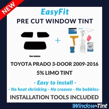 EasyFit Static Pre Cut Tint & Tools For Toyota Prado 3-door 2009-16 5% Limo Rear