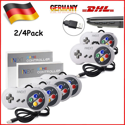 2/4Pack SNES Retro USB Wired Controller Gamepad Joystick for PC MAC OS Windows