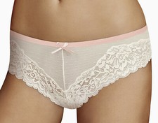 MAIDENFORM Comfort Devotion Mesh Lace Ivory Pink Tanga Panty Womens Sz S 5 M 6