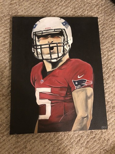 Tim Tebow New England Patriots Oil Painting 14x11