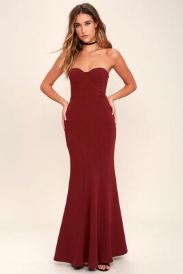 infinity burgundy dress Marsala Red Infinity Bridesmaid Dress in Floor Length with Multi Folded  Skirt