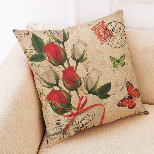 Rose Office Sofa Car Throw Pillow Case Romantic Country Home Decor Cushion Cover - Picture 15 of 36