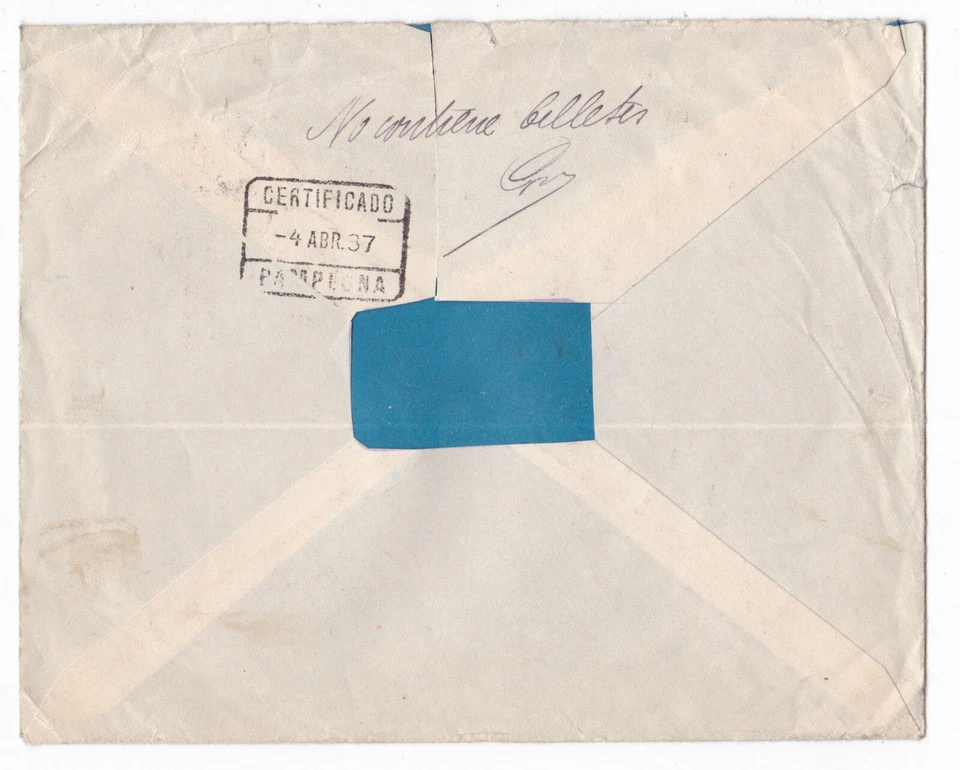 Spain 1937 Cover to France Some Area Torn Viva Espana Label - Image 2 of 2