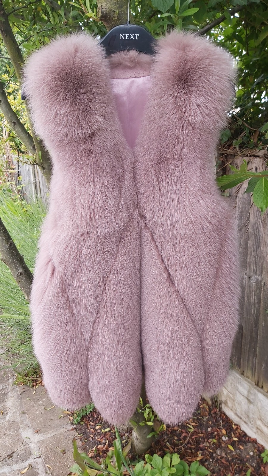 Fox fur gilets vest jacket pink dyed real Polar Fox fur Size Small UK8