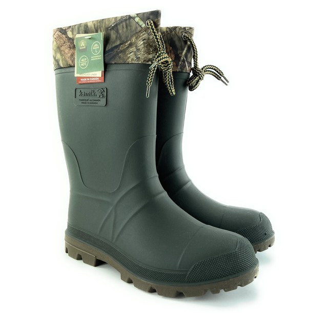 KAMIK Insulated Rubber Boots Mens Sz 10M Green Waterproof Rain Snow