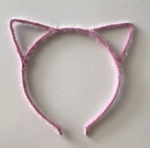 NEW Cat Ears Hair Headband Pink Fuzzy Kitten Halloween Party Costume Crafts Girl - Picture 5 of 12
