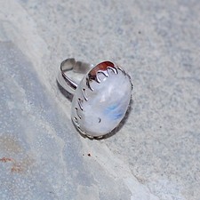 Natural Moonstone Cabochon Vintage Style 925 Solid Sterling Silver Ring Size-6