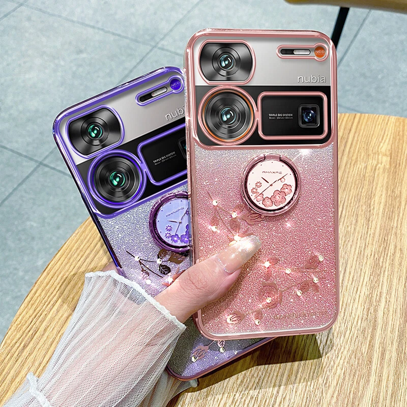 For ZTE nubia Z60 Ultra, Luxury Bling Glitter Clear Ring Holder Soft Case Cover - Image 4 of 4