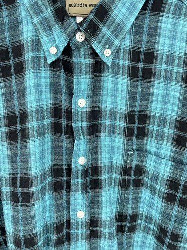 Camisa a cuadros Scandia Woods para hombre con cuello abotonado azul verdoso y negro talla 2XL - Imagen 9 de 11