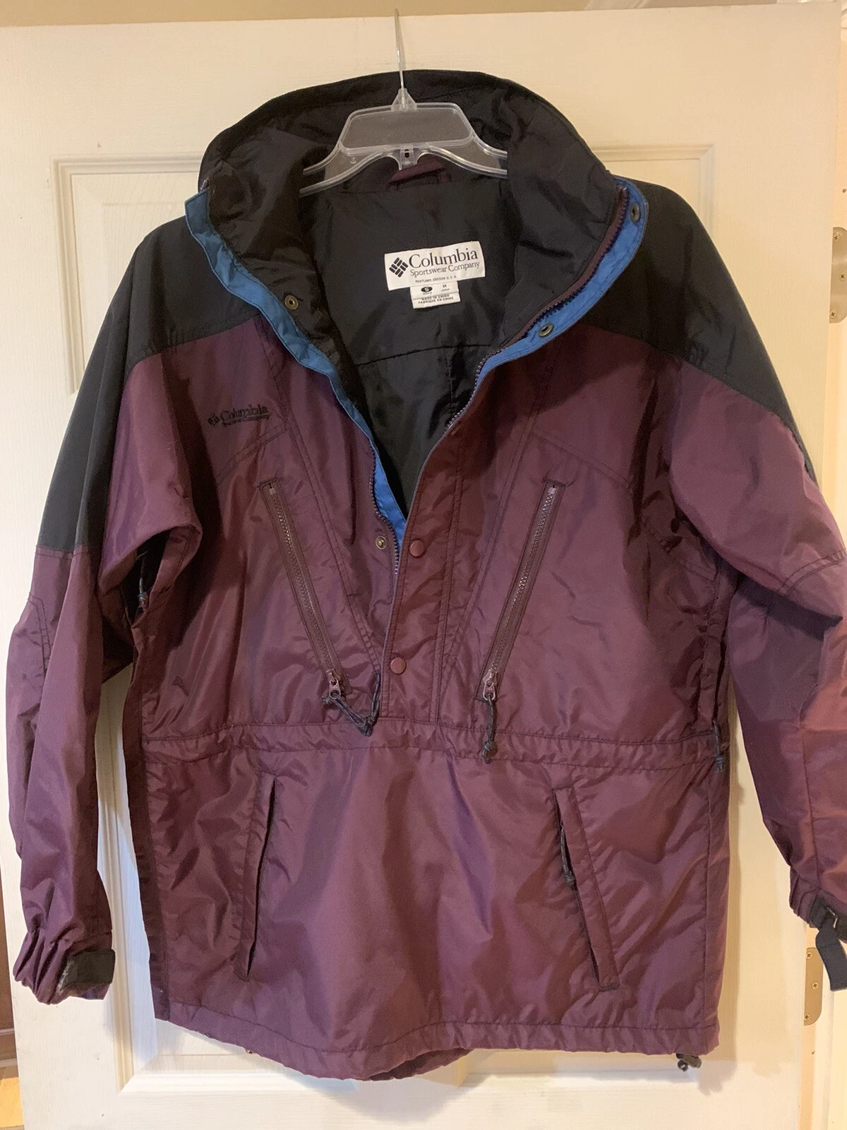Columbia Men’s Maroon Lightweight Windbreaker 1/2 Zip Pullover Size Small