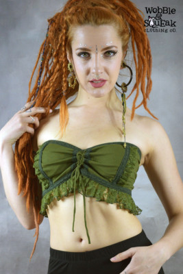 HIPPY BOOB TUBE Crop Top Bikini Corset Backed Pixie Top Size Goa 6 8 10 12