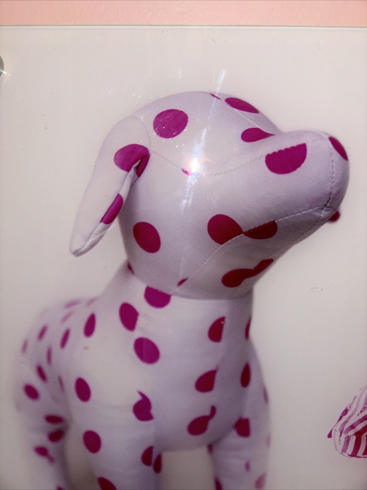 VS PINK Polka Dot & Striped Dog Display sign Nice Size18x18  RARE
