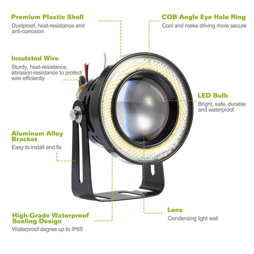 2 Pcs 2.5" Auto COB LED Fog Light Halo Angel Eye Ring Bulb Lamp Driving DRL 12V - Picture 12 of 12