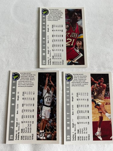 (3) 1992 CLASSIC DRAFT PICKS-JON BARRY #25-MALIK SEALY#29-MATT GEIGER #30 - Picture 2 of 2