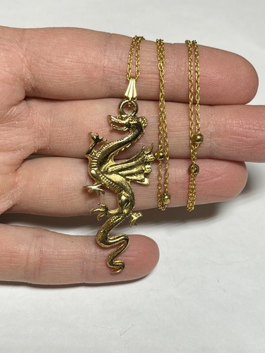 Y2K Drache Anhänger asiatisch inspiriert goldton Schweif XX398