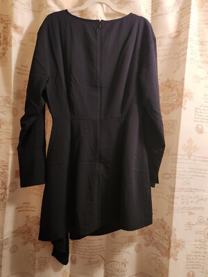 h&m black draped dress Women's Black Draped Midi Dress