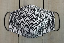 Black and White Design pattern 100 Cotton Face Mask. Hand sewn mask made in USA