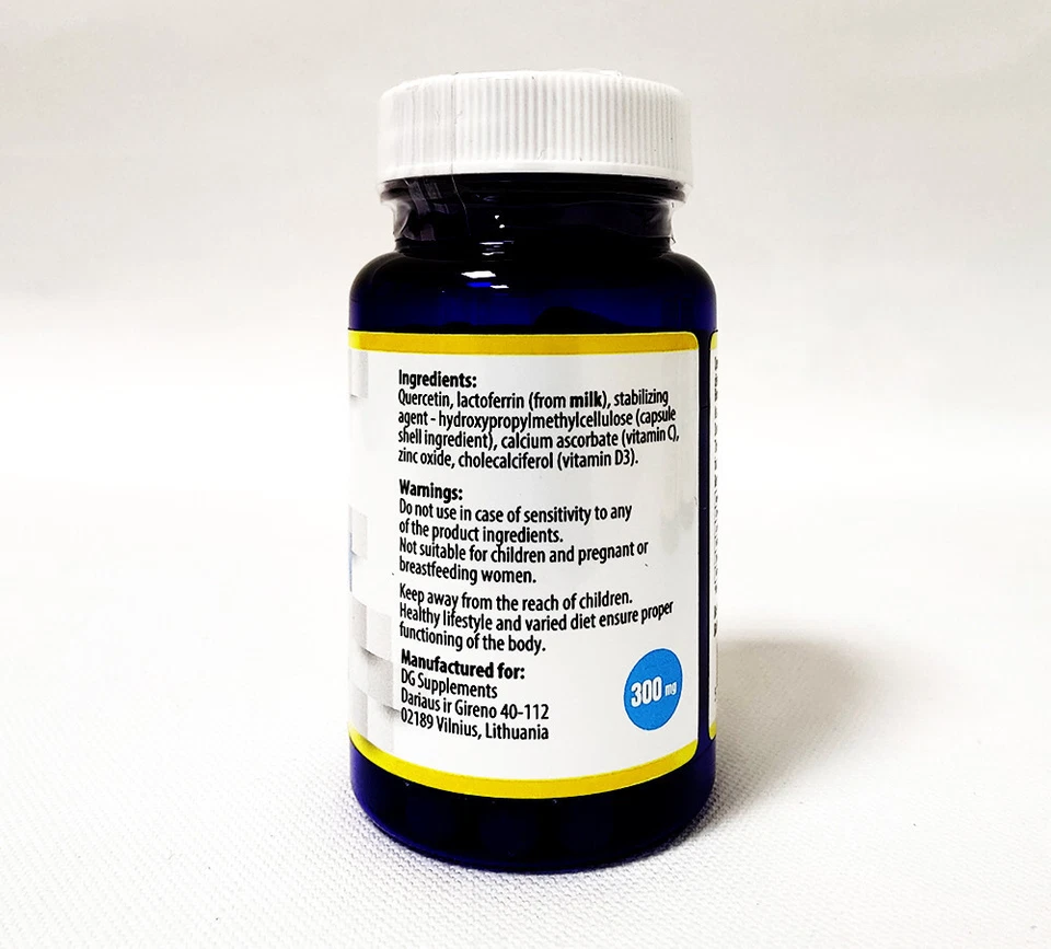 Quercetin+Lactoferrin 60 Capsules Immune System Balance Health Antioksidant - Imagem 2 de 4