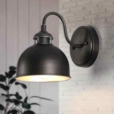 LNC Modern Farmhouse 1-Light Antique Brushed Black Wall Sconce Metal Dome Shade