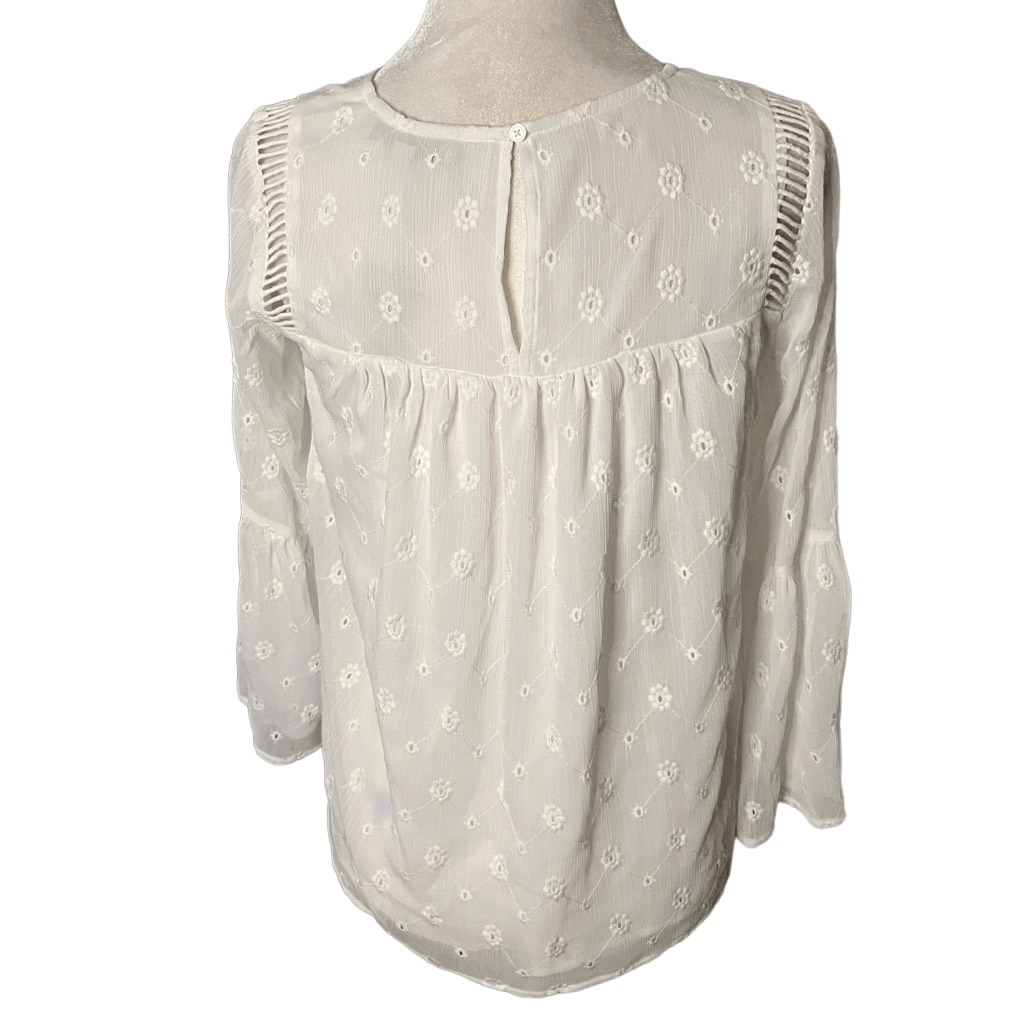 Loft eyelet lace NWT xsp white long sleeve blouse