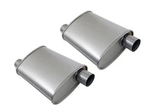 HI PERFORMANCE HI FLOW TURBO MUFFLERS ALUMINIZED 3" OFFSET OFFSET PAIR