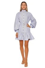 Zimmermann Stripe Utility Belted Long Sleeve Mini Dress Size 2/US 8