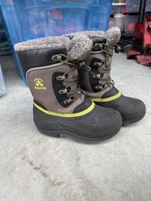 Kamik Kids Winter Snow Boots Size 13 Gray Black Neon Green Waterproof