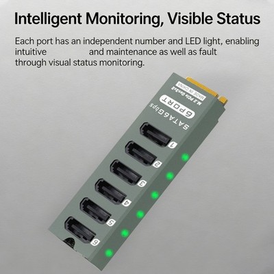 M.2 To SATA3.0 Expansion Card Supports 6 Devices With LED Lights Widely Used