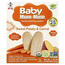 Baby Mum-Mum , Gentle Teething Wafers, Sweet Potato  Carrot, 12 Packs, 2 Wafers