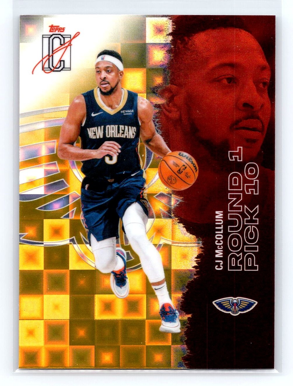 2025-26 Topps Signature Class #13 CJ McCollum Chrome Pandora Yellow Refractors