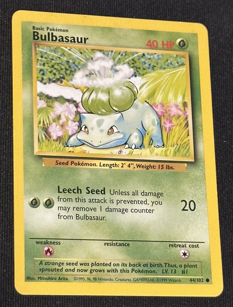 BULBASAUR - Base Set - 44/102 - Common - Pokemon Card - Unlimited Edition