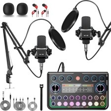 Upgraded Podcast Microphone Bundle, Podcast Equipment Bundle for 2, Recording...