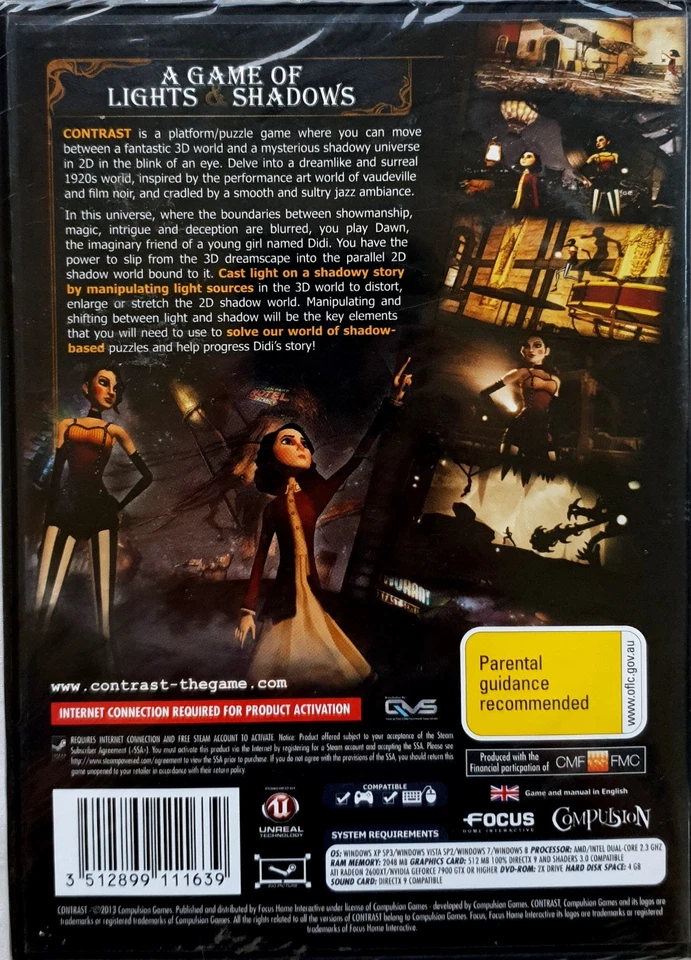 Contrast PC DVD Game 2013 Compulsion Games NEW - Image 2 of 2