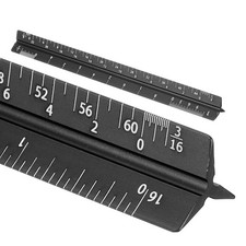 7 Inch Imperial Architectural Triangular Scale Ruler Small Scale, Black