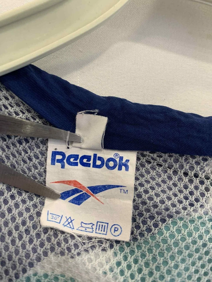 Vintage Reebok 90s Windbreaker Jacket Blue White Abstract Pattern Size L #98 - Image 3 of 4