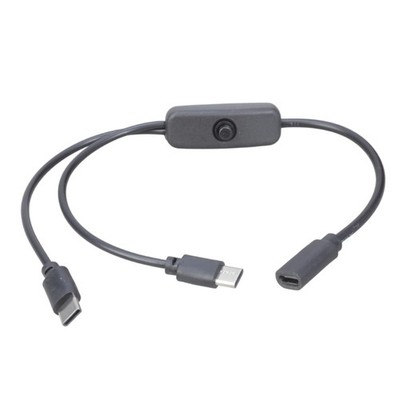 USB C Female to Double Type C Male Charger Splitter Cable with switches for