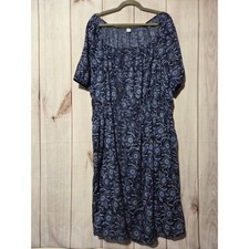 Old Navy Blue Floral Print Short Sleeve Empire Waist Midi Dress 3X Plus