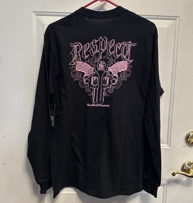 Smith & Wesson Womens Long Sleeve T-Shirt  M Pink Pistols Respect NWT Chest 39 