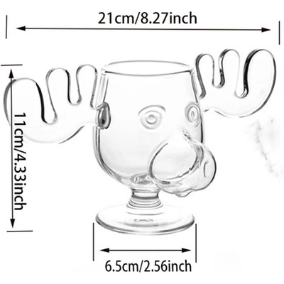 1/2/3 Stück Weihnachten Elch Glas Tasse 8 Unzen Milch Elch Becher Weihnachten Rentierkopf Bier