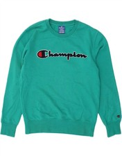 CHAMPION Womens Oversized Graphic Sweatshirt Jumper UK 10 Small Green BQ03